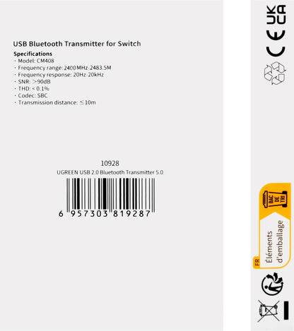 Bluetooth-USB-Adapter UGREEN CM408, Schwarz 