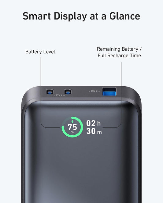 Anker 533 Externer Akku, 10000mAh, 30W, QC + PD, 1 x USB-A - 2 x USB-C, Schwarz A1256G12