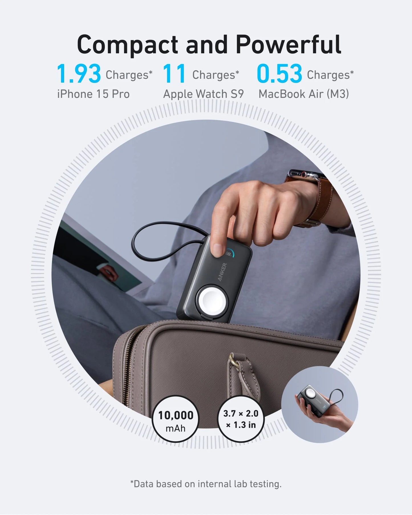 Anker MagGo External Battery, 10000mAh, 35W, PD + QI, 1 x QI - 2 x USB-C, Black A1657011