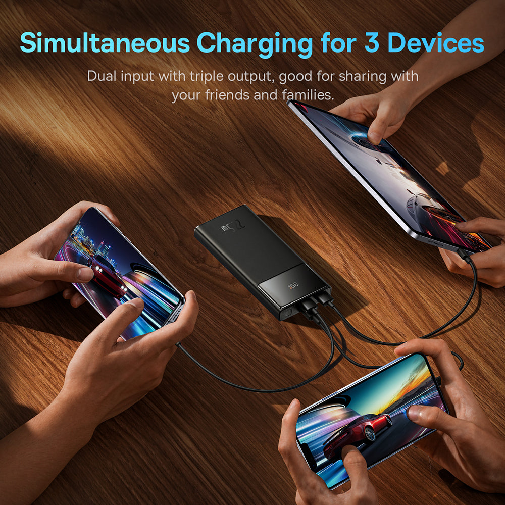 Baseus Star Lord Externe Batterie, 10000mAh, 22.5W, QC + PD, 1 x USB-C - 2 x USB-A, Schwarz PPXJ100001 