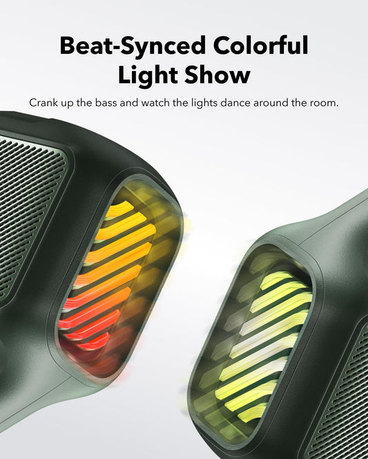 Tragbarer Bluetooth-Lautsprecher Anker SoundCore Boom 2, 80W, RGB, wasserdicht, grün A3138061 