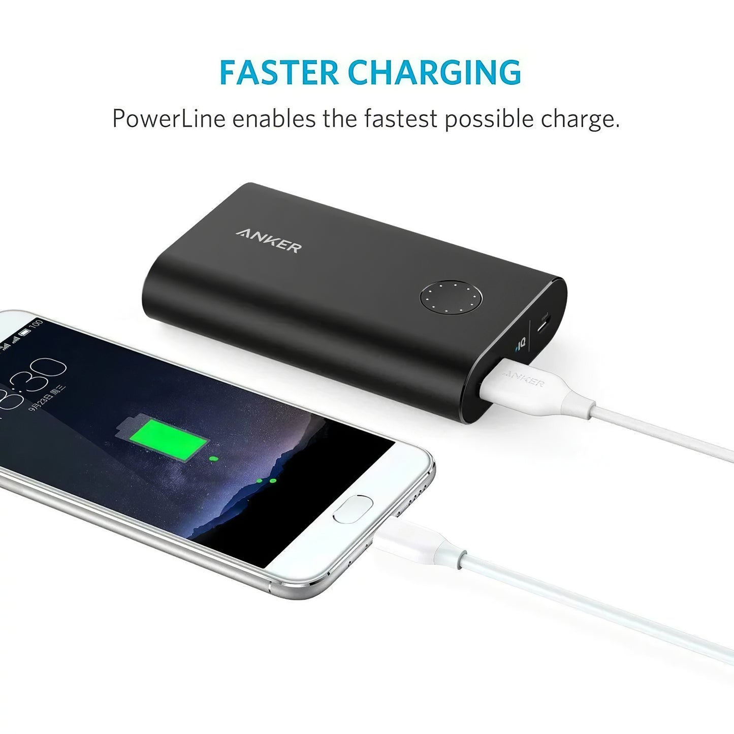 USB-A naar USB-C Anker PowerLine Data- en oplaadkabel, 18W, 0,9 m, wit A8163021 