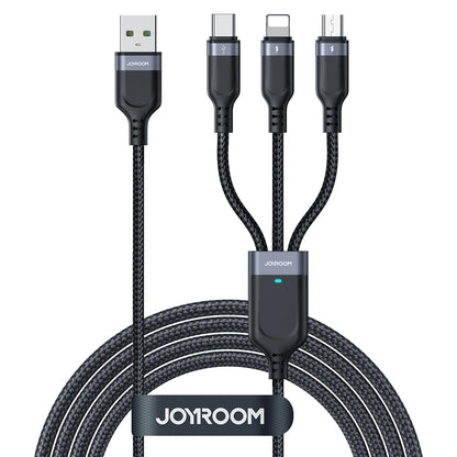 USB-A - Lightning / microUSB / USB-C Ladekabel Joyroom S-A18 3in1, 18W, 0.3m, Schwarz 