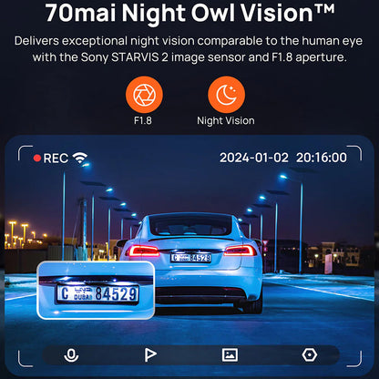 70mai Dash Cam A810, 4K, Wi-Fi, GPS, 3inch scherm 