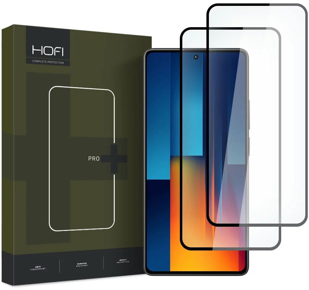Displayschutzfolie HOFI Glas PRO+ für Xiaomi Poco M6 Pro 5G, Glasschild, Vollverklebung, 2er Set, 2.5D, Schwarz 