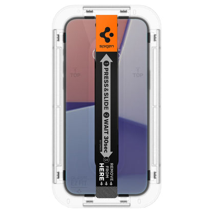 Spigen EZ FIT Displayschutzfolie für Apple iPhone 16 / 15, Glas geschützt, Vollverklebung, 2.5D AGL07121 AGL07121