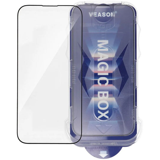 Veason Displayschutzfolie für Apple iPhone 14 Plus / 13 Pro Max, Glas geschützt, Vollverklebung, 6D, Schwarz 