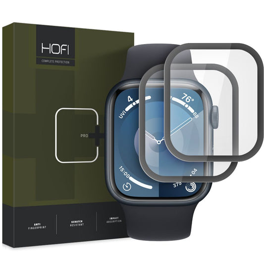 Schutzfolie HOFI Hybrid PRO+ für Apple Watch 45mm Series, 2er Set, Kunststoff, Schwarz 