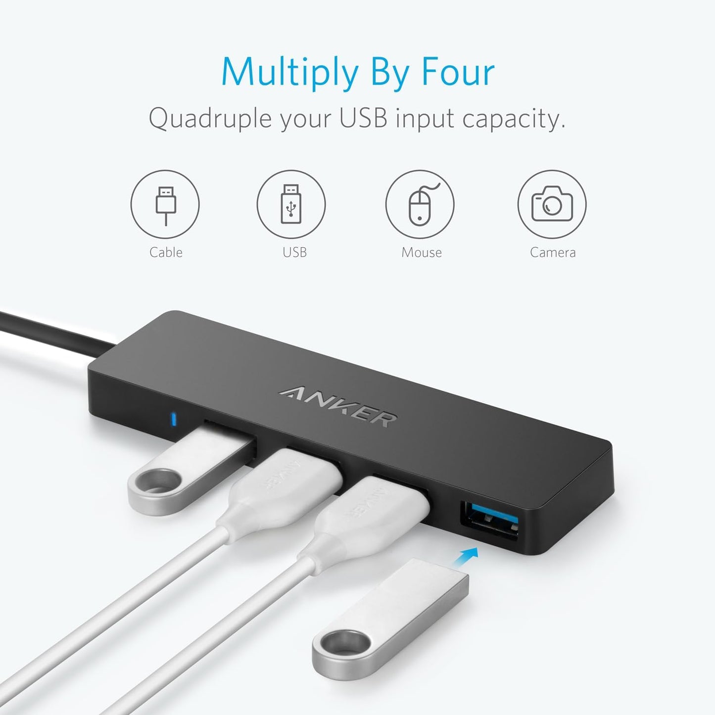 Anker USB-C Hub, 4 x USB-A 3.0, Schwarz A8309G11 