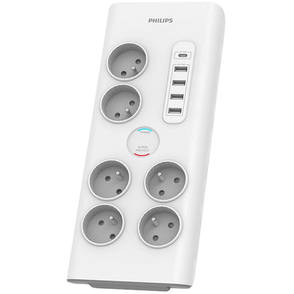 Philips Netzwerk-Ladegerät, 4 x USB-A - 1 x USB-C - 6 x Schuko, Weiß PHIL-SPN7060WA/60 